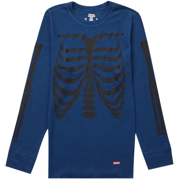 Supreme Hanes Bones Thermal Crew (1 Pack) Blue - Picture 2 of 5